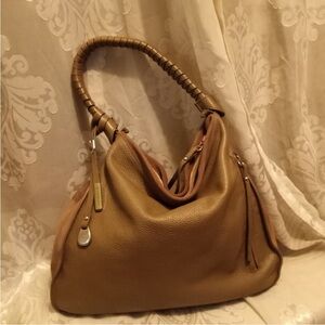 NICOLI Chic Brown Leather Hobo Bag